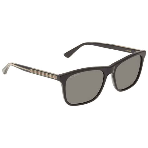 Gucci Polarized Grey Rectangular Men's Sunglasses GG0381S 